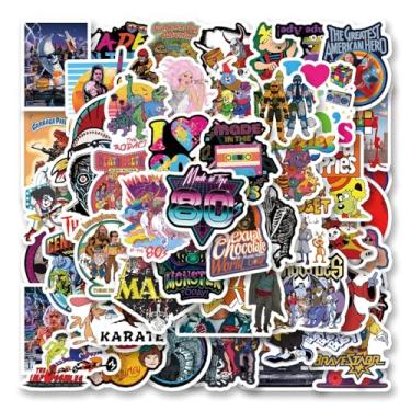 Imagem de 60pcs 80s Cartoon Stickers Pack, Classic Animation Cute Aesthetic Vinyl Waterproof Decals for Water Bottle,Laptop,Phone,Skateboard,Scrapbooking,Bumper Decor for Kids Teens for Party Supply Decor