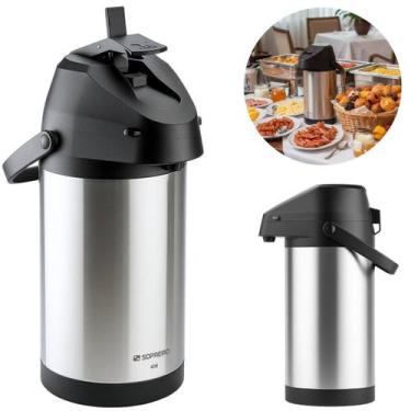 Imagem de Garrafa Térmica Inox Café Terere Agua Grande 4 Litros - Soprano, Cinza