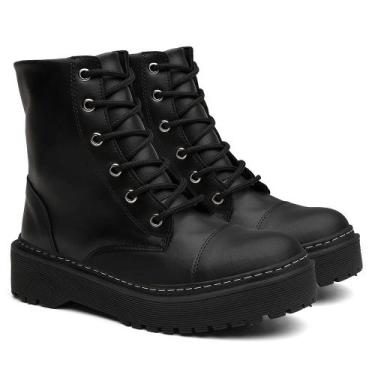 Imagem de Coturno Feminino Bota Tratorada Blogueira Confort Sintético - Boour, 3