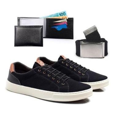 Imagem de Kit Tenis Masculino Casual Com Carteira Cinto Sapatenis De Amarrar Confortavel Leve Macio-Masculino