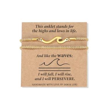 Imagem de SAM & LORI Tornozeleira de 2 camadas com significado inspirador - ajustável - à prova d'água - joias de verão/praia/ouro/prata/plus size, Adjustable, Metal, Sem Pedra Preciosa