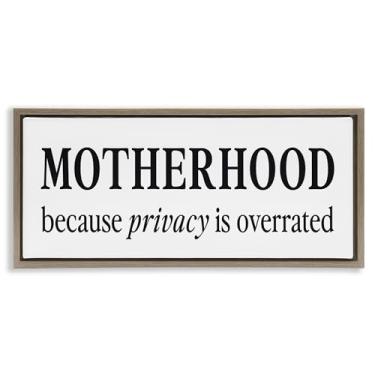 Imagem de Stupell Industries Privacy Overrated Motherhood Brown Framed Floater Canvas Wall Art, design by Lettered and Lined, 11 x 25
