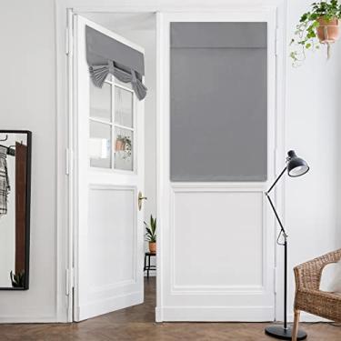 Imagem de HOMEIDEAS Cortinas de porta francesas cinza claro, cortinas blackout de privacidade, persianas de 76 x 101 cm para janela de vidro, cortinas de amarrar com isolamento térmico para quarto, 1 painel