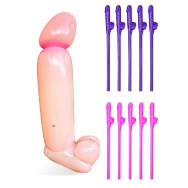 Imagem de Balão inflável Pennis Willy, festa de despedida de solteira, 10 peças de canudos de pênis travessos, 1 kit de jogos de sinuca