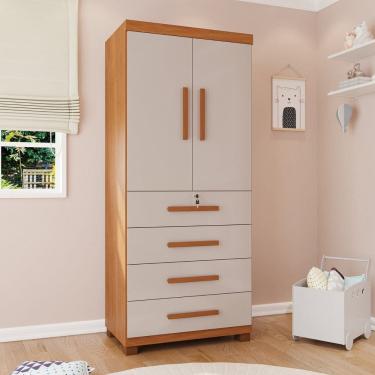 Imagem de Guarda-roupa Infantil 2 Portas 4 Gavetas Anne Espresso Móveis Cinamomo / Off White
