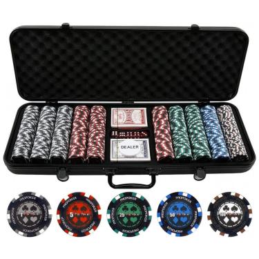 Imagem de Maleta de Poker com 500 Fichas de Argila Numeradas para Texas Holdem 13g, Versa Games, Preta