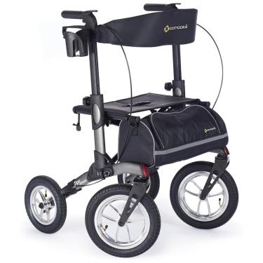 Imagem de Andador para Idosos e Adultos com 4 Rodas, Assento e Freios, até 136 Quilos, COMODITÀ, Cinza Metálico