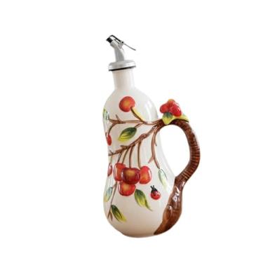 Imagem de WeiLaiKeQi Dispensador de azeite de oliva de cerâmica, à prova de vazamento, decorativo, minimalista, moderno, recipiente de azeite de oliva com capacidade de, Maçã