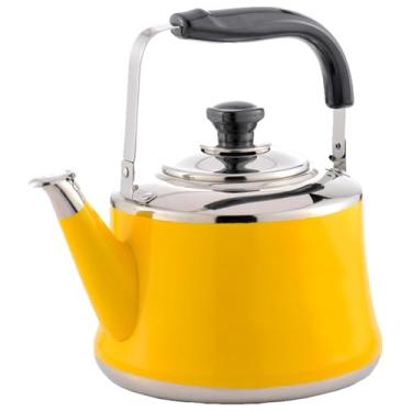 Imagem de Chaleiras, chaleira amarela para fogão, apito alto para chá, café, leite, bule moderno para gás de indução/amarelo/5L