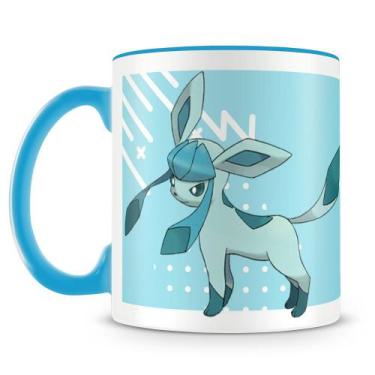 Imagem de Caneca de Porcelana Pokémon Glaceon com Alça Azul Claro - Amo Canecas