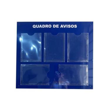Imagem de Quadro Aviso Gestão à Vista 5 Displays A4 em ACM Azul Brilhante Inform
