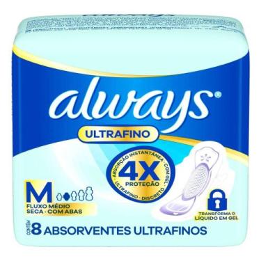 Imagem de Absorvente Always Ultrafino Seca Fluxo Moderado Com Abas Tamanho M 8 U