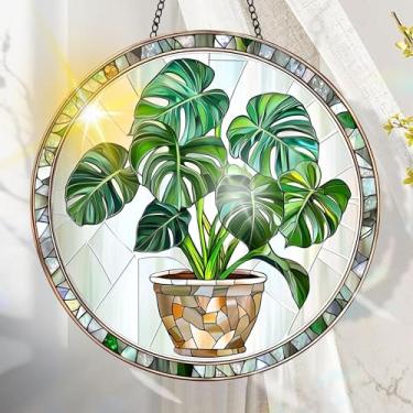 Imagem de Protetor solar de acrílico colorido, decoração de janela suspensa de plantas com design de vitral impresso, apanhador de sol, arte de parede de arco-íris, ideia de presente e ornamento de jardim, uso