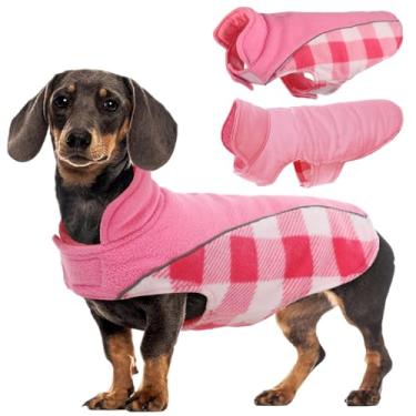 Imagem de Kuoser Casaco reversível para cães, quente e impermeável, casacos de inverno xadrez estilo britânico, colete de clima frio para filhotes, roupas à prova de vento, jaquetas de neve para cães pequenos,