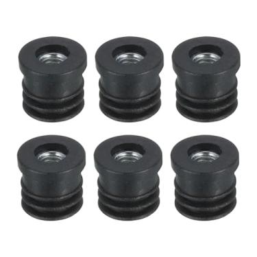 Imagem de 6 peças de inserções para tubos redondos com rosca M6, para tubo redondo de 16 mm/0,63" OD, plugue de plástico preto redondo com inserção de rodízio tampas de extremidade de cadeira plugue de perna de