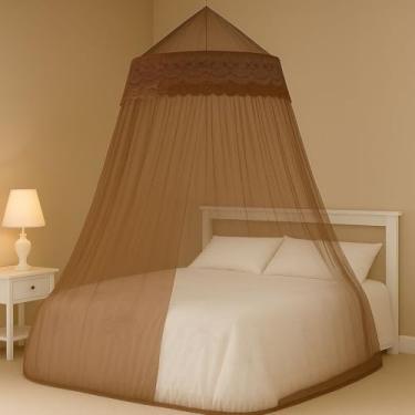 Imagem de Mosquiteiro Gigante de Teto Casal King Queen com Abertura Lateral 14m(MARROM,Solteiro Simples)