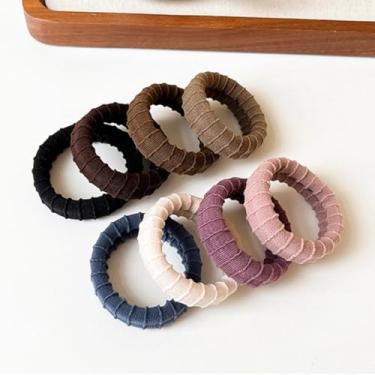 Imagem de 8 peças de laços de cabelo sem costura para mulheres, elásticos para rabo de cavalo, acessórios de cabelo sem danos para cabelos cacheados grossos e finos