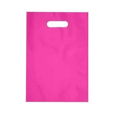 Imagem de Sacola Plástica Alça Vazada 15x20cm (Boca de Palhaço) – 100 Unidades – Cores Azul, Branco, Vermelho, Preto e Rosa Pink (Rosa Pink)