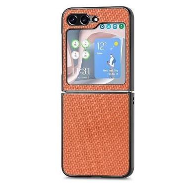 Imagem de Adequado para Samsung Z Flip5 capa de celular com textura de fibra de carbono adesivo de couro superior e inferior capa protetora de tela dobrável aberta, T3, para Samsung Z Flip 5