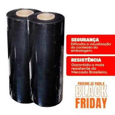 Imagem de Kit 2 Filme Stretch Preto 500 X 0,025 X 3 (400m) - Drpack Embalagens