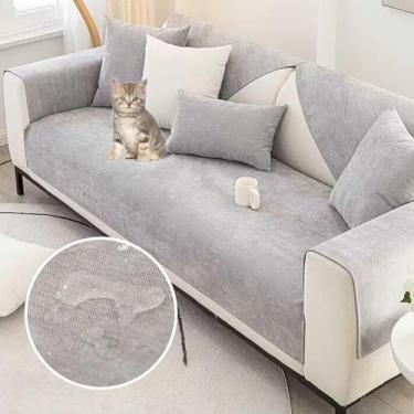 Imagem de Capas De Sofá Seccionais Capa De Sofá De Veludo Impermeável, Capa De Sofá Em Forma De L, Capa De Sofá De Canto Universal Antiderrapante, Capa De Sofá Seccional Acolc, Grey, 45 * 45CM PILLOW CASE