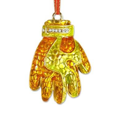 Imagem de HEYINSHEN Luvas de goleiro de futebol, enfeite de Natal, luvas de metal, ornamentos para árvore de Natal, decorações engraçadas de pendurar de Natal, presentes de lembrança de Natal para jogadores de