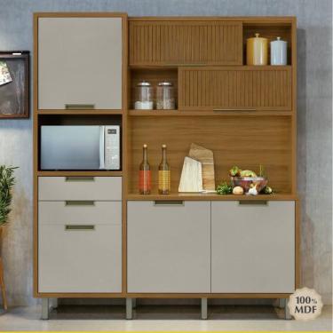 Imagem de Cozinha Compacta 6 Portas 2 Gavetas MDF Loft Imperatriz Nesher, Freijo