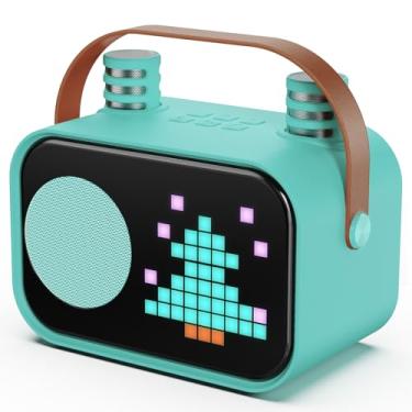 Imagem de JYX Karaoke com 2 Microfones, Karaoke Infantil para Crianças e Adultos, Mini Caixa de Som Portátil Bluetooth Brinquedos para Meninas e Meninos, com Entrada AUX/Cartão SD/USB/BT 5.3 (Verde-2 Mics)