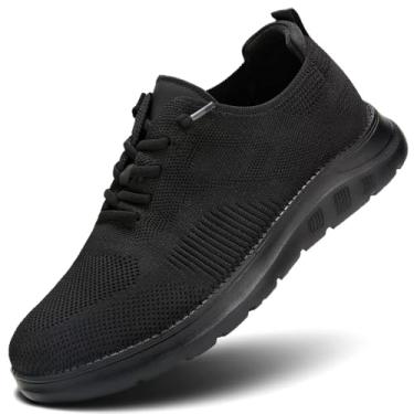 Imagem de Sapato social masculino casual, moderno, para caminhada, malha, Oxford, trabalho, leve, sola macia, Z45 preto, 37