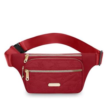 Imagem de Pochete transversal para homens e mulheres, bolsa de cintura moderna com alça ajustável para viagens, esportes, corrida, Vermelho, Simplicidade