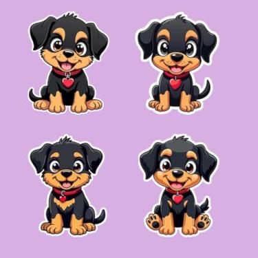 Imagem de Adesivo de Animais Para Quarto Infantil Kawaii com Cachorrinhos Fofos para Parede 40x40cm