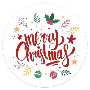 Imagem de Lucleag 200 peças de adesivos de Feliz Natal para envelopes, adesivos redondos de 5 cm de Holly Merry Christmas para selos de envelopes, presentes, saco de guloseimas, cartão de felicitações