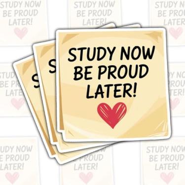 Imagem de Adesivo de vinil Study Now Be Proud Later com 3 peças, decalque motivacional com citação de estudo para estudantes, adesivo de material escolar para laptop, garrafa de água, caderno, diário, presente