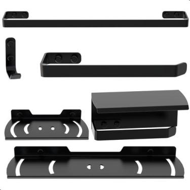 Imagem de Kit Acessórios Para Banheiro Preto Fosco 6 Peças Zmt - MetalCromo