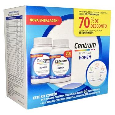 Imagem de Kit Vitamina Centrum A a Zinco Homem Essentials 60 + 30 comp - GSK