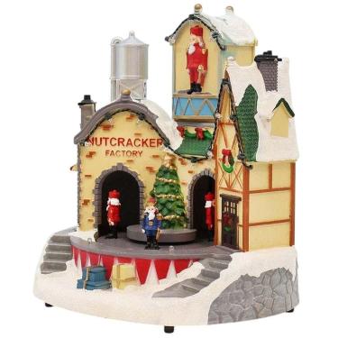 Imagem de Vila Natalina Cenario Natal Fabrica Movimento Quebra Nozes Som Musica Led Decoraçao Mesa Loja Recepçao Festa Evento