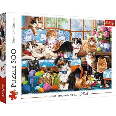 Imagem de Trefl - Família de gatos - puzzle 500 peças - gatos, quebra-cabeças modernas DIY, entretenimento criativo, divertido, quebra-cabeças clássicos com animais, para adultos e crianças a partir de 10 anos