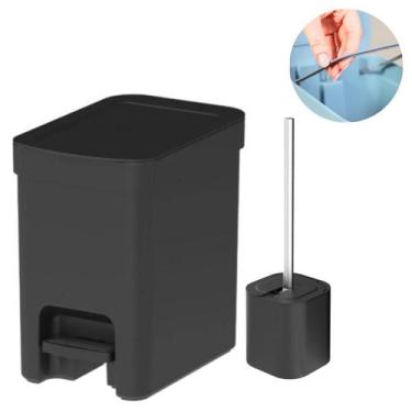 Imagem de Kit Lixeira Ou 6 Litros Com Pedal Tampa Higiênica Banheiro Lavabo+Port