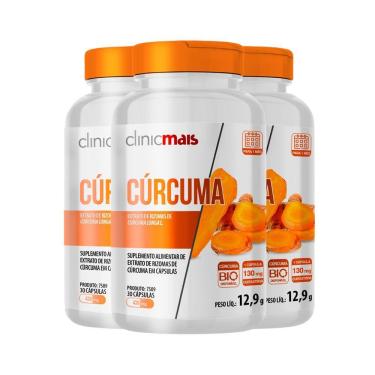 Imagem de Kit 3 Cúrcuma Clinicmais 30 Cápsulas