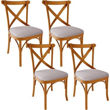 Imagem de Kit 04 Cadeiras Para Sala De Jantar E Estar Living Estofada ávila L02 Linho Bege - Lyam