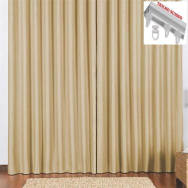 Imagem de Cortina 3 Mts Sala Quarto Escritório Blackout  Para Trilho Suisso - Avelã