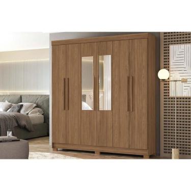 Imagem de Guarda Roupa Casal 6 Portas (2 C/ Espelho) E 2 Gavetas C/ Pés Toledo Jatobá - Santos Andirá