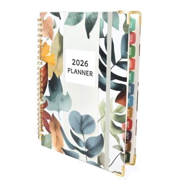 Imagem de Agenda 2026, agenda A5 (16 cm x 21,6 cm) 2026 janeiro a dezembro, abas mensais/semanais/diárias com contatos e feriados, capa dura, organizador para material escolar e comercial (folha)