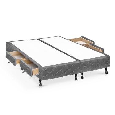 Imagem de Cama Box Base C-gavetas King Poli Tecido Gray (193x27-c-4 Gavs) - Castor