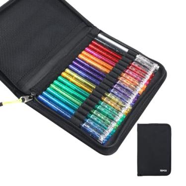 Imagem de Conjunto de canetas de gel com glitter para colorir adultos, 18 cores com bolsa de armazenamento Oxford, escrita suave e efeito de glitter duplo, ponta de 1,0 mm