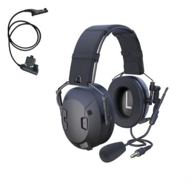 Imagem de Abafadores de ouvido eletrônicos ANC de comunicação bidirecional, fone de ouvido com cancelamento de ruído ativo passivo para uso com walkie talkie em locais de alto ruído, comunicação de tiro de