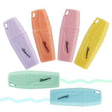 Imagem de BONACE 6 canetas fofas em forma de concha mini marca-textos, cor pastel, ponta de cinzel, kawaii, marcador de presente para crianças