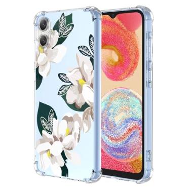 Imagem de WEIOUHR Capa para Galaxy A04e Samsung A04ephone, design de flor branca de TPU macio transparente, à prova de choque, resistente a arranhões, leve, para Samsung Galaxy A04e (Magnólia)