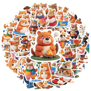 Imagem de 70 peças adesivos de animais de desenho animado de esquilo DIY adesivos alegres para laptop, motocicleta, bagagem, telefone, mala, laptop, guitarra, carro, adesivo, brinquedos