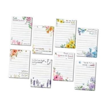 Imagem de Amagogo de Notas Adesivas Bíblicas Cristãs com Linhas e Versículos da Bíblia (8 unidades) - Ideal para Material Escolar e Agendamento de Escritório, Flores